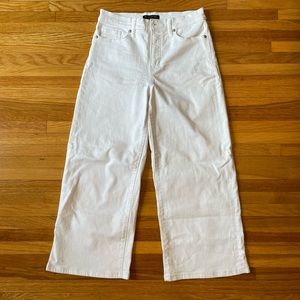 Banana Republic Petite high waisted wide leg crop white jean